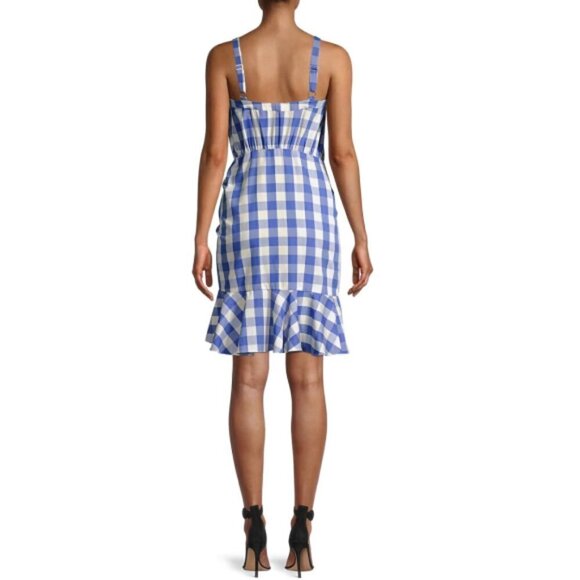 LIKELY 'Minka' Gingham-Print Sleeveless Mini Dress, Amparo Blue - Picture 3 of 3